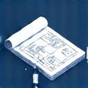 Ikon av en ritning och en penna, symboliserande strategi och design.